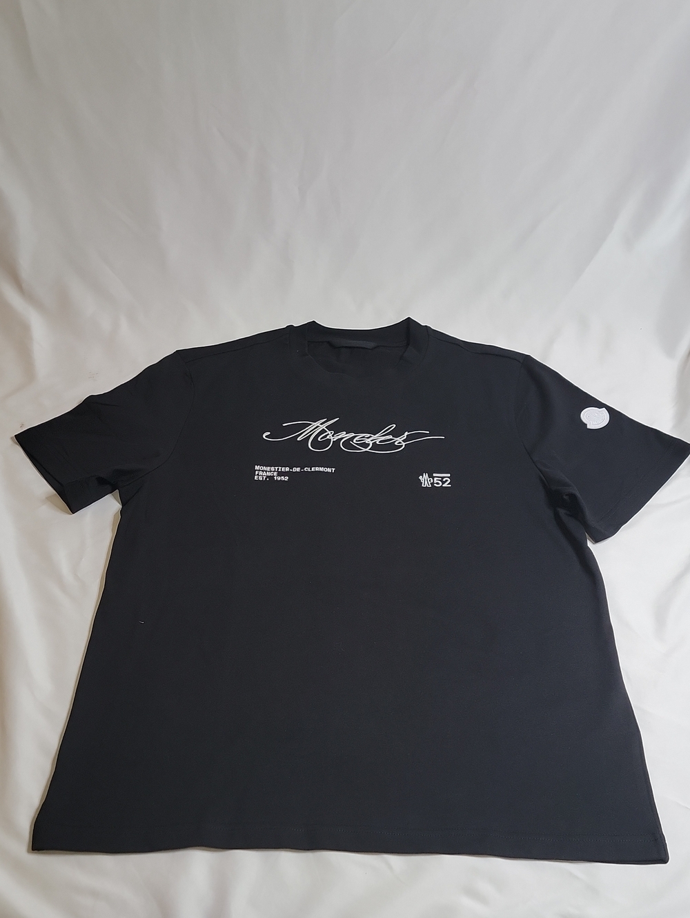 Moncler Embroided Logo Black Cotton T-Shirt